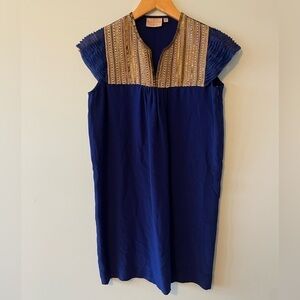 Rungolee Blue and Gold Beaded Dress XS